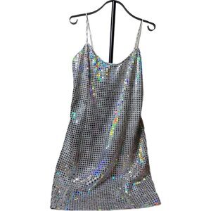 Vintage Silver Sequin Mini Dress